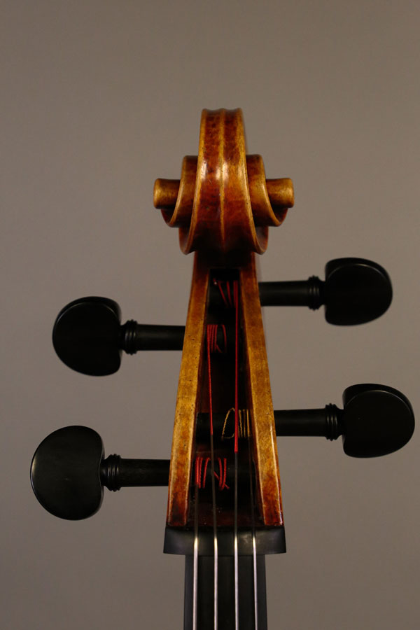 Cello, modelled after a cello by M. Goffriller. Ian McWilliams, 2021. Crawford Instruments