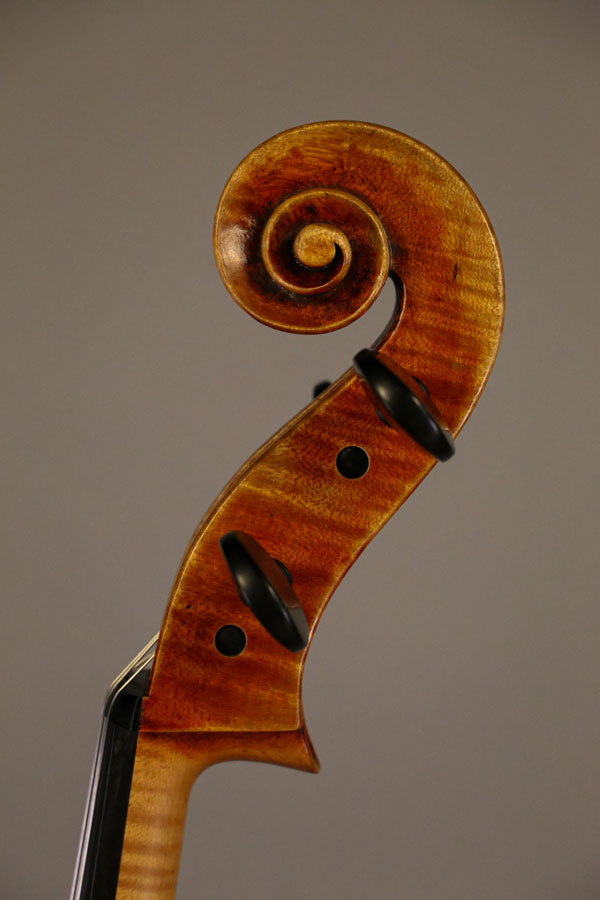 Cello, modelled after a cello by M. Goffriller. Ian McWilliams, 2021. Crawford Instruments