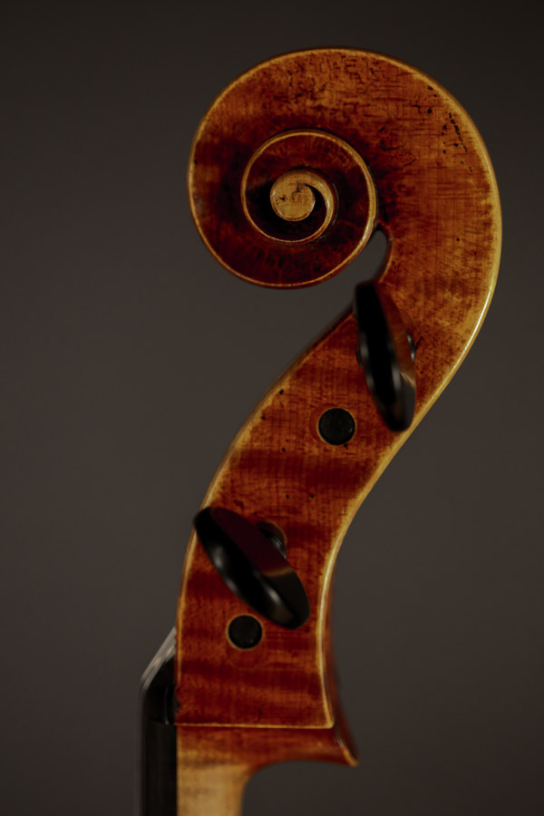 Cello, modelled after a cello by A. Guarneri. Ian McWilliams, 2017. Crawford Instruments