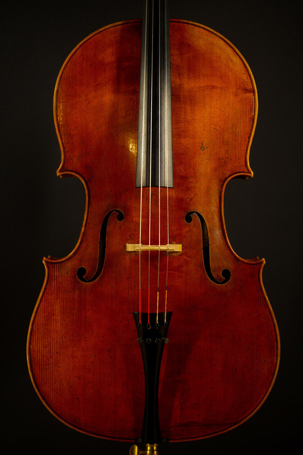 Cello, modelled after a cello by D. Montagnana. Ian McWilliams, 2018. Crawford Instruments