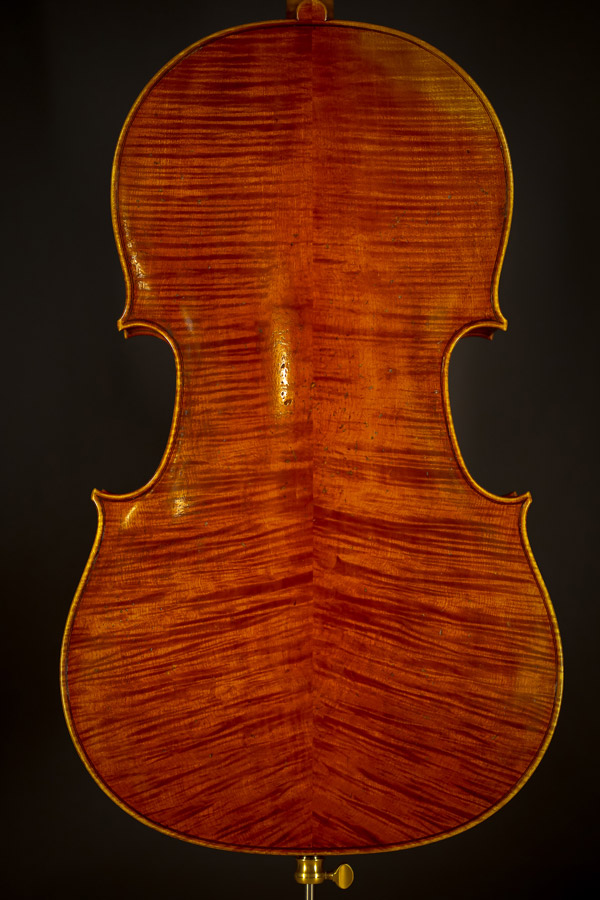 Cello, modelled after a cello by D. Montagnana. Ian McWilliams, 2018. Crawford Instruments