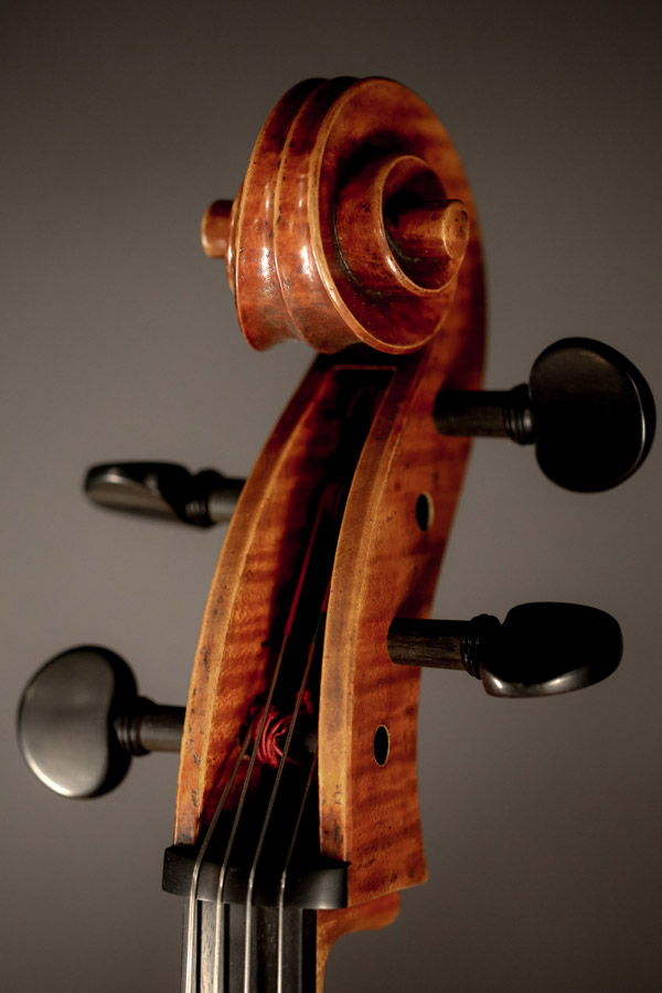 Cello, modelled after a cello by D. Montagnana. Ian McWilliams, 2018. Crawford Instruments