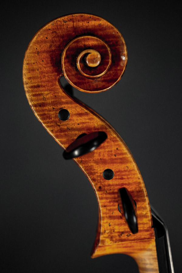 Cello, modelled after a cello by D. Montagnana. Ian McWilliams, 2018. Crawford Instruments